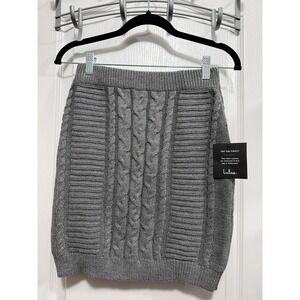 Lulus Womens Medium Grey Cable Knit Mini Skirt NWT Ribbed Bodycon Sweater